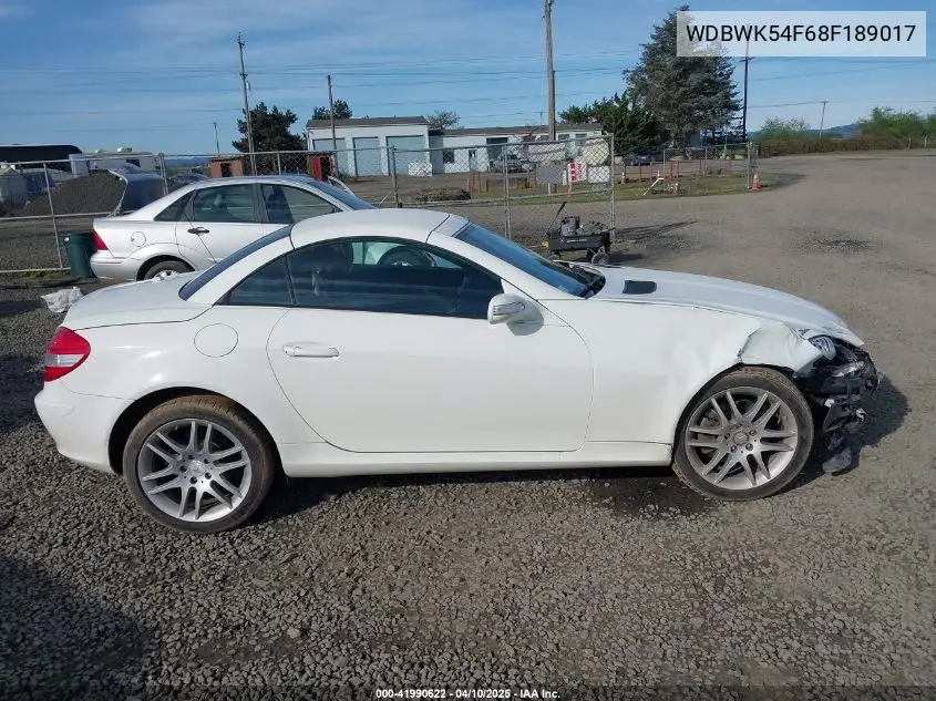 2008 Mercedes-Benz Slk 280 VIN: WDBWK54F68F189017 Lot: 41990622