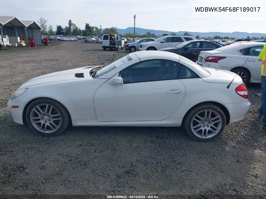 2008 Mercedes-Benz Slk 280 VIN: WDBWK54F68F189017 Lot: 41990622