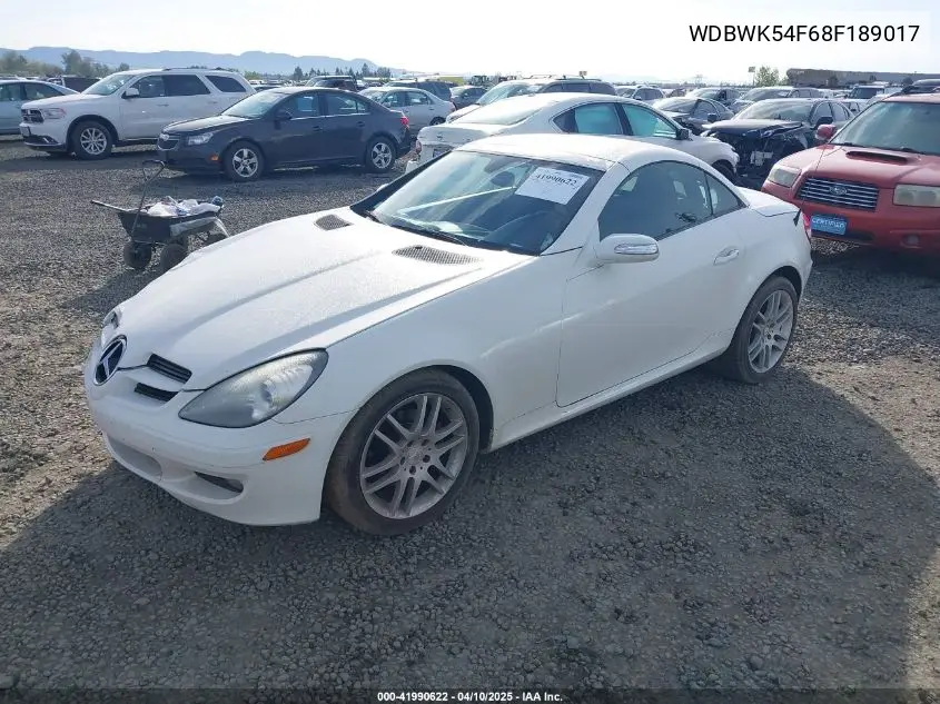 2008 Mercedes-Benz Slk 280 VIN: WDBWK54F68F189017 Lot: 41990622