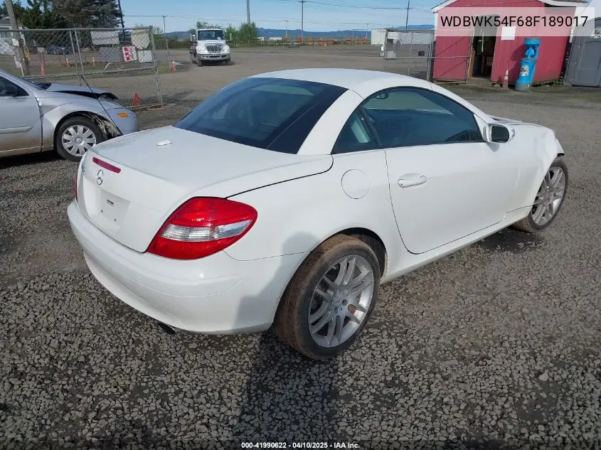 2008 Mercedes-Benz Slk 280 VIN: WDBWK54F68F189017 Lot: 41990622