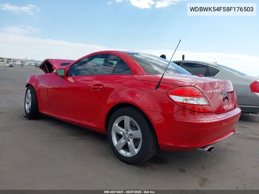 2008 Mercedes-Benz Slk 280 VIN: WDBWK54F58F176503 Lot: 42215431