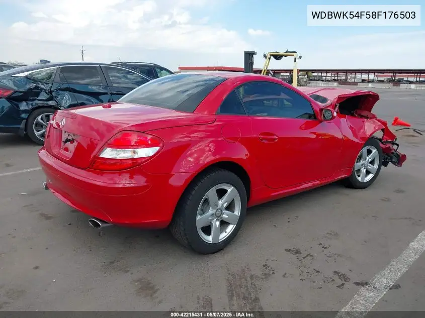 2008 Mercedes-Benz Slk 280 VIN: WDBWK54F58F176503 Lot: 42215431