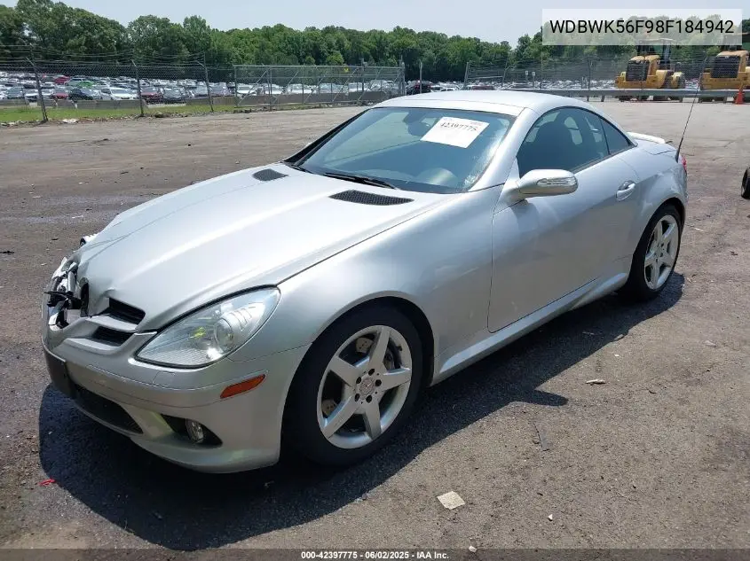 2008 Mercedes-Benz Slk 350 VIN: WDBWK56F98F184942 Lot: 42397775