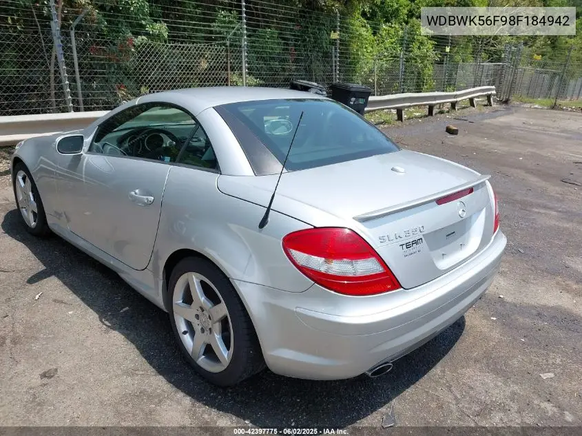 2008 Mercedes-Benz Slk 350 VIN: WDBWK56F98F184942 Lot: 42397775