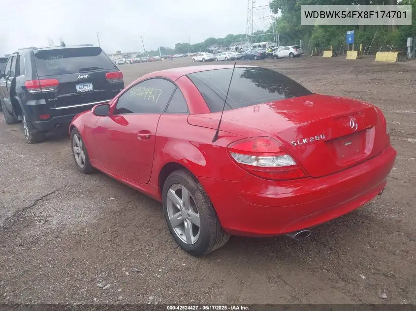 2008 Mercedes-Benz Slk 280 VIN: WDBWK54FX8F174701 Lot: 42524427