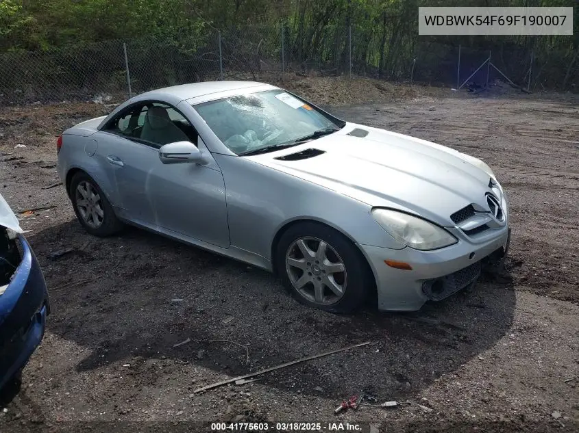 2009 Mercedes-Benz Slk 300 VIN: WDBWK54F69F190007 Lot: 41775603