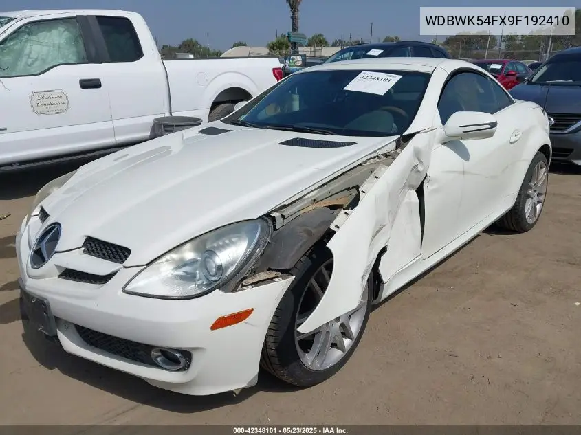 2009 Mercedes-Benz Slk 300 VIN: WDBWK54FX9F192410 Lot: 42348101