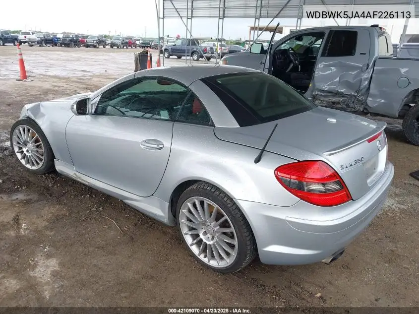 2010 Mercedes-Benz Slk 350 VIN: WDBWK5JA4AF226113 Lot: 42109070