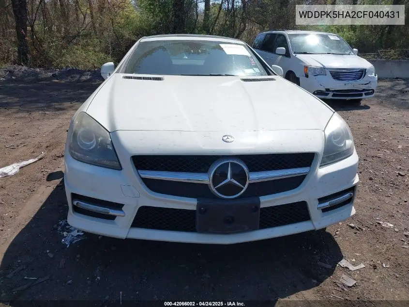 2012 Mercedes-Benz Slk 350 VIN: WDDPK5HA2CF040431 Lot: 42066002