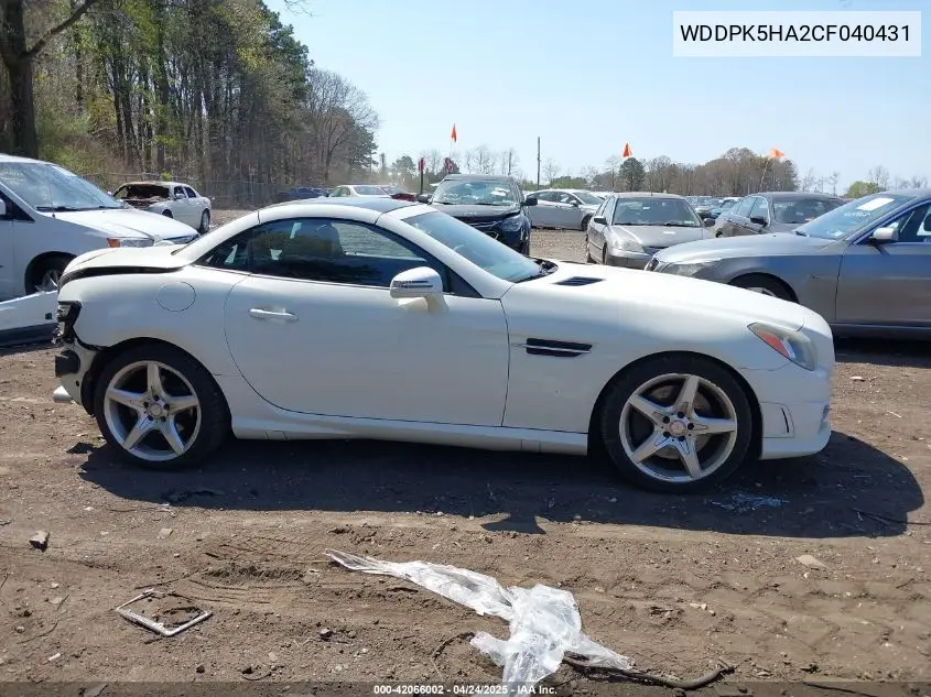 2012 Mercedes-Benz Slk 350 VIN: WDDPK5HA2CF040431 Lot: 42066002