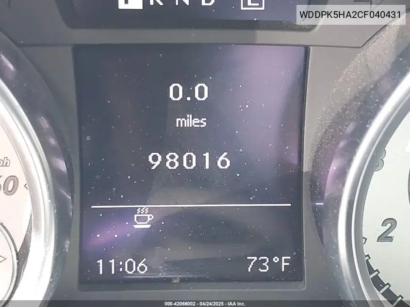 2012 Mercedes-Benz Slk 350 VIN: WDDPK5HA2CF040431 Lot: 42066002
