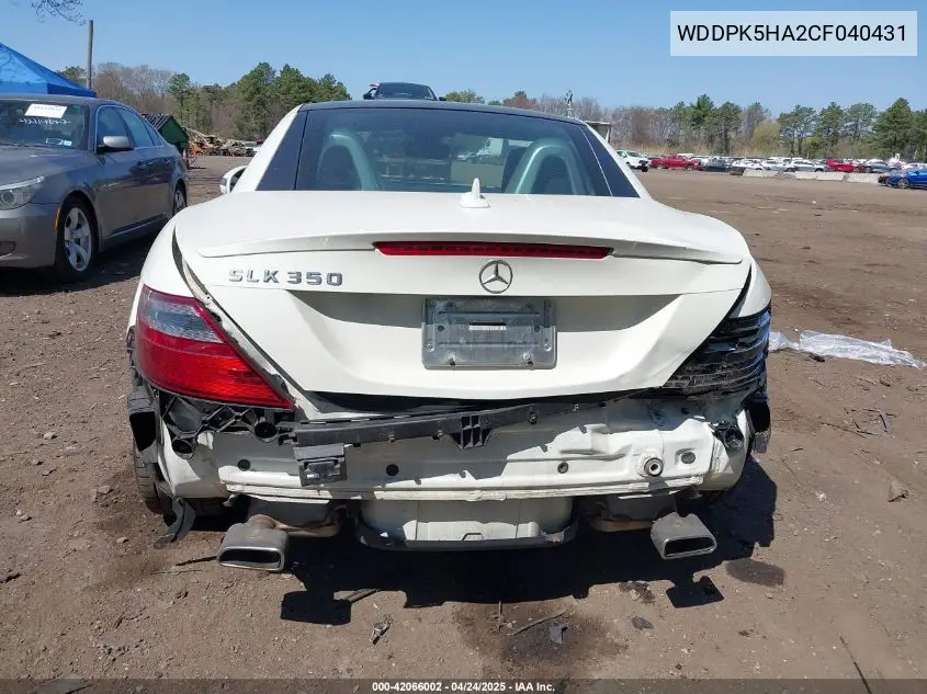 2012 Mercedes-Benz Slk 350 VIN: WDDPK5HA2CF040431 Lot: 42066002