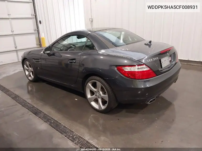 2012 Mercedes-Benz Slk 350 VIN: WDDPK5HA5CF008931 Lot: 42244282