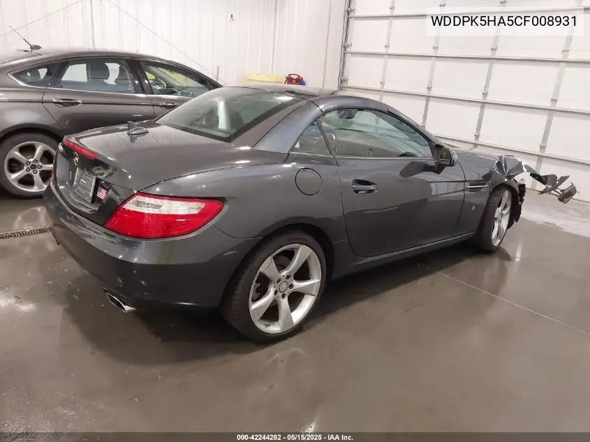 2012 Mercedes-Benz Slk 350 VIN: WDDPK5HA5CF008931 Lot: 42244282