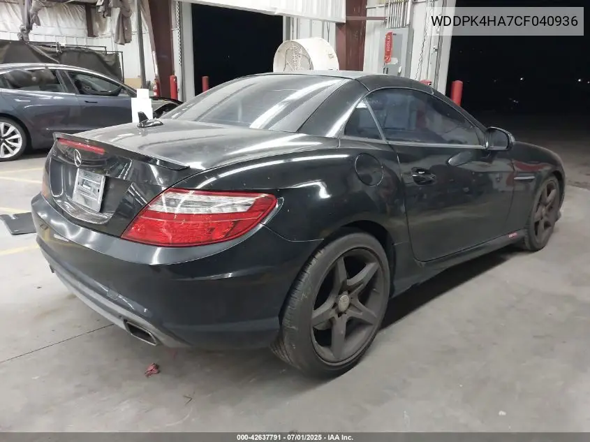 2012 Mercedes-Benz Slk 250 VIN: WDDPK4HA7CF040936 Lot: 42637791