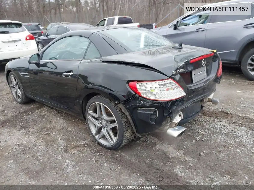 2015 Mercedes-Benz Slk 250 VIN: WDDPK4HA5FF111457 Lot: 41816350