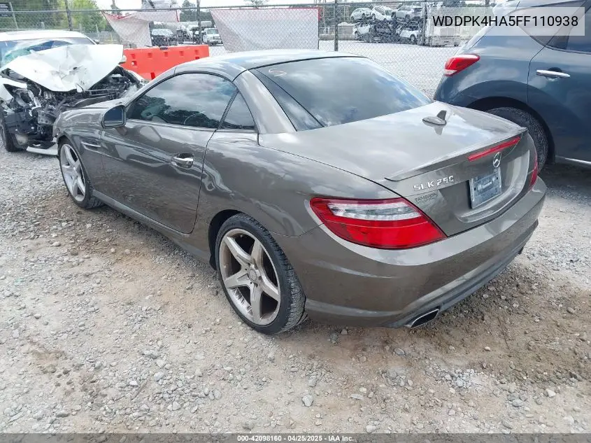 2015 Mercedes-Benz Slk 250 VIN: WDDPK4HA5FF110938 Lot: 42098160