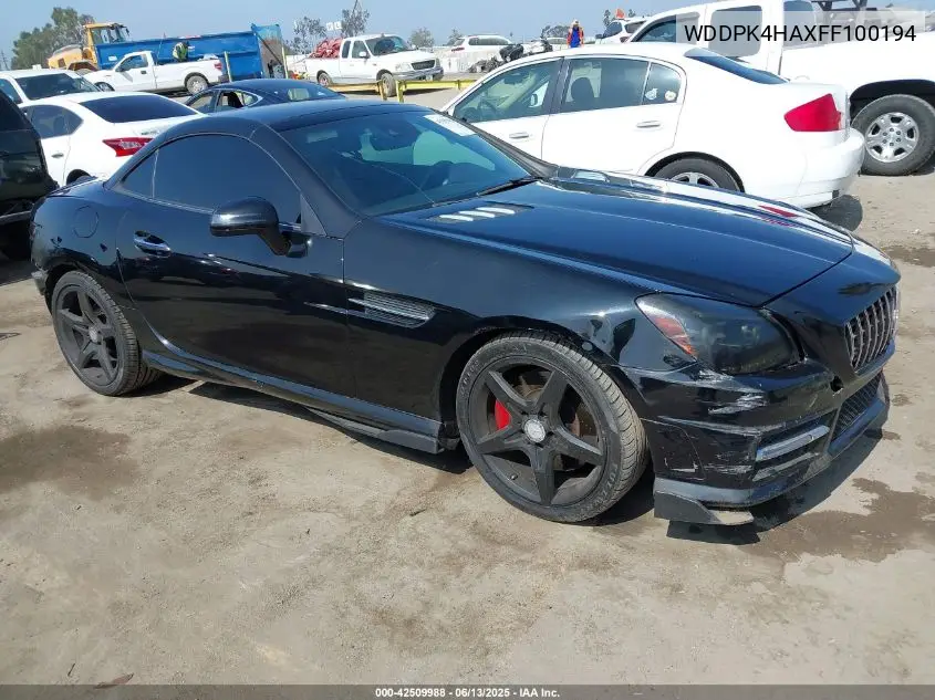 2015 Mercedes-Benz Slk 250 VIN: WDDPK4HAXFF100194 Lot: 42509988
