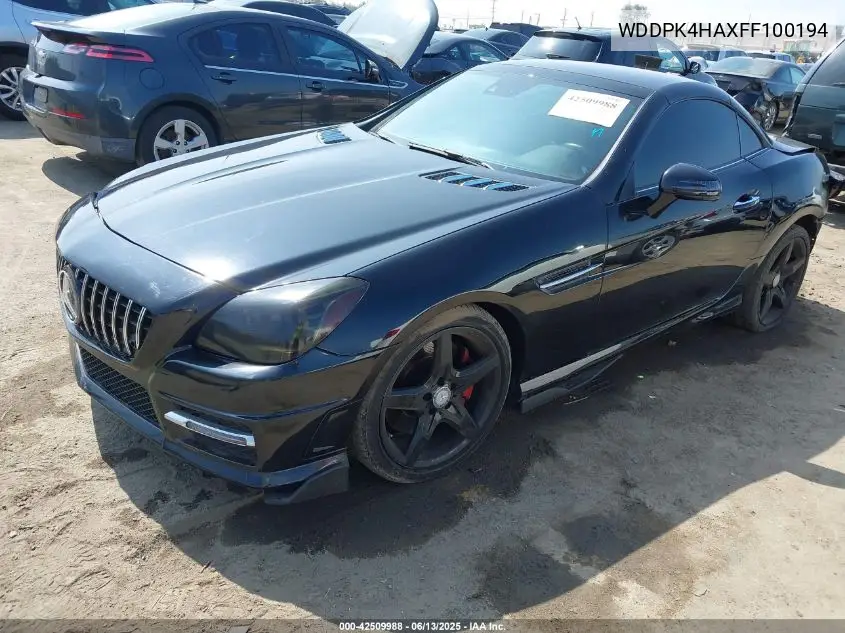 2015 Mercedes-Benz Slk 250 VIN: WDDPK4HAXFF100194 Lot: 42509988