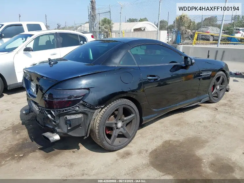 2015 Mercedes-Benz Slk 250 VIN: WDDPK4HAXFF100194 Lot: 42509988