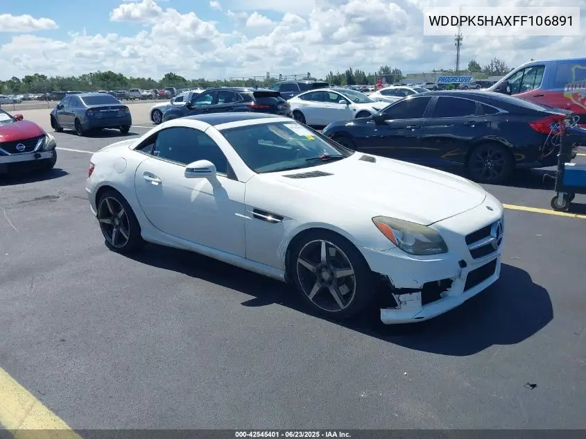 2015 Mercedes-Benz Slk 350 VIN: WDDPK5HAXFF106891 Lot: 42545401