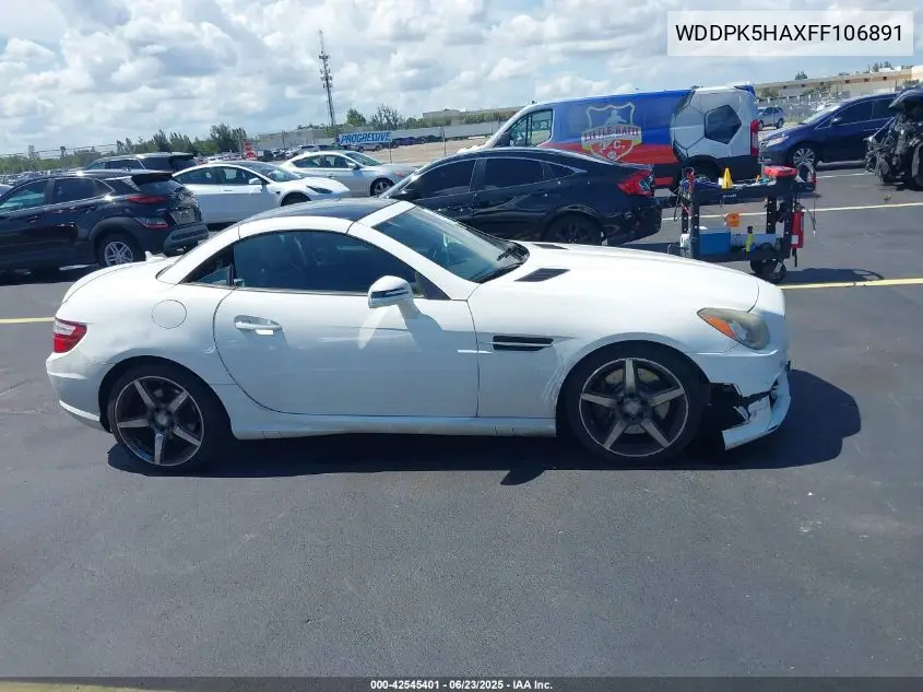 2015 Mercedes-Benz Slk 350 VIN: WDDPK5HAXFF106891 Lot: 42545401