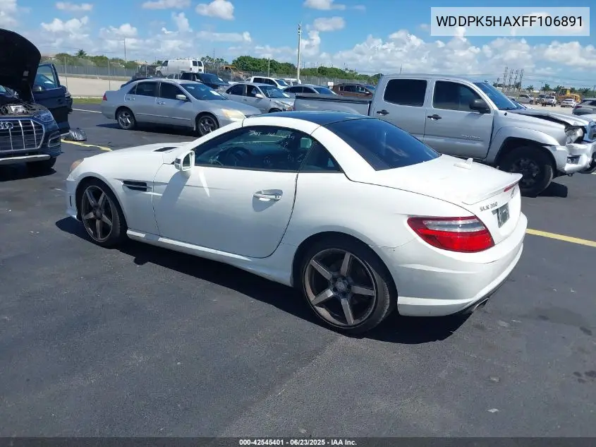 2015 Mercedes-Benz Slk 350 VIN: WDDPK5HAXFF106891 Lot: 42545401