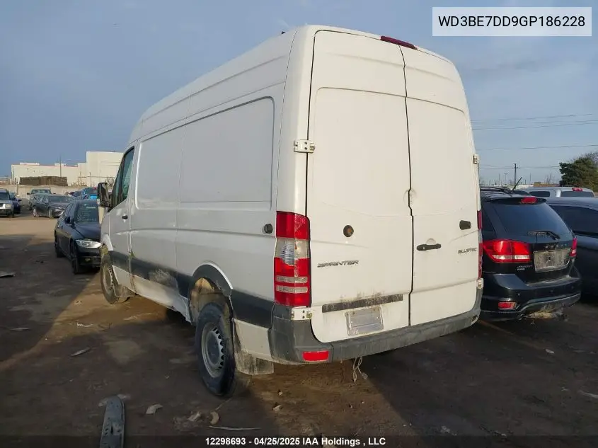 2016 Mercedes-Benz Sprinter 2500 VIN: WD3BE7DD9GP186228 Lot: 12298693