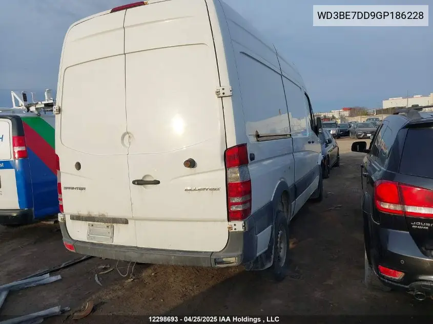 2016 Mercedes-Benz Sprinter 2500 VIN: WD3BE7DD9GP186228 Lot: 12298693