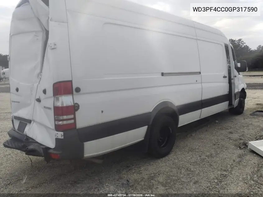 2016 Mercedes-Benz Sprinter 3500 High Roof VIN: WD3PF4CC0GP317590 Lot: 42742724