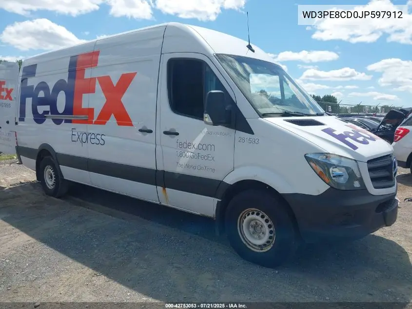 2018 Mercedes-Benz Sprinter 2500 High Roof V6 VIN: WD3PE8CD0JP597912 Lot: 42753053