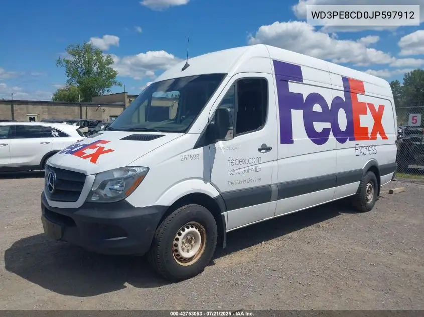 2018 Mercedes-Benz Sprinter 2500 High Roof V6 VIN: WD3PE8CD0JP597912 Lot: 42753053