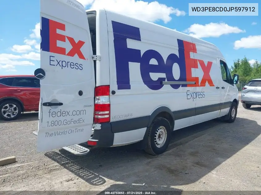 2018 Mercedes-Benz Sprinter 2500 High Roof V6 VIN: WD3PE8CD0JP597912 Lot: 42753053
