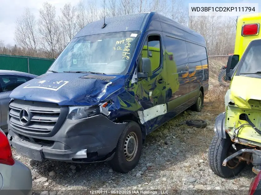 2019 Mercedes-Benz Sprinter VIN: WD3BF1CD2KP111794 Lot: 12170711