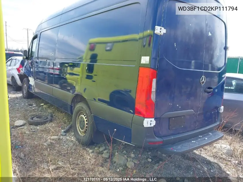 2019 Mercedes-Benz Sprinter VIN: WD3BF1CD2KP111794 Lot: 12170711