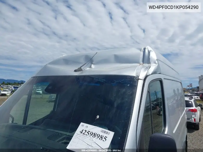 2019 Mercedes-Benz Sprinter 2500 High Roof V6/Standard Roof V6 VIN: WD4PF0CD1KP054290 Lot: 42598985