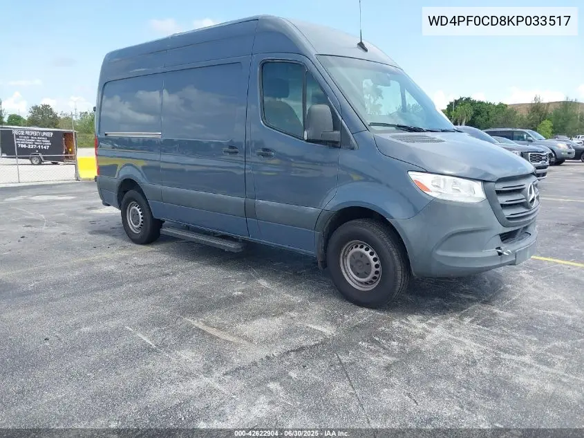 2019 Mercedes-Benz Sprinter 2500 High Roof V6/Standard Roof V6 VIN: WD4PF0CD8KP033517 Lot: 42622904