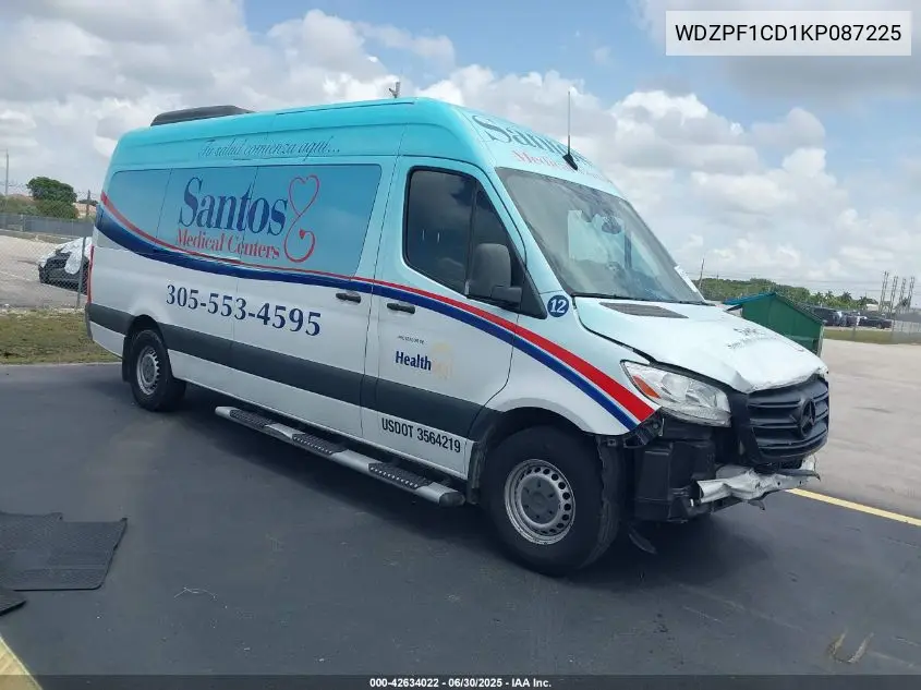 2019 Mercedes-Benz Sprinter 2500 High Roof V6 VIN: WDZPF1CD1KP087225 Lot: 42634022