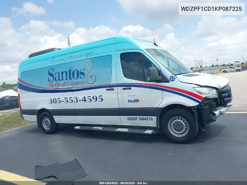 2019 Mercedes-Benz Sprinter 2500 High Roof V6 VIN: WDZPF1CD1KP087225 Lot: 42634022