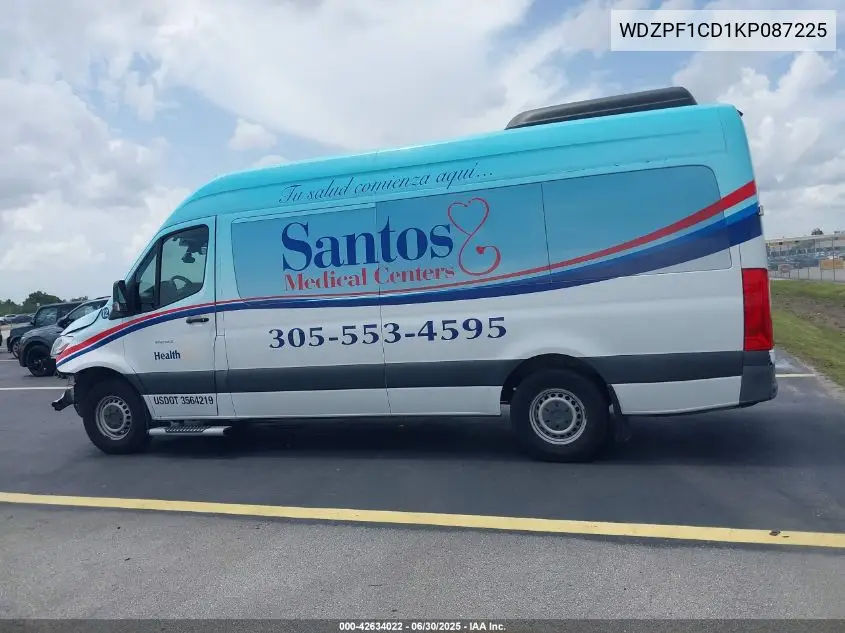 2019 Mercedes-Benz Sprinter 2500 High Roof V6 VIN: WDZPF1CD1KP087225 Lot: 42634022