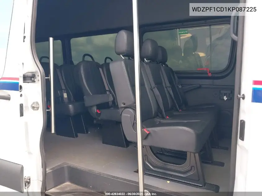 2019 Mercedes-Benz Sprinter 2500 High Roof V6 VIN: WDZPF1CD1KP087225 Lot: 42634022