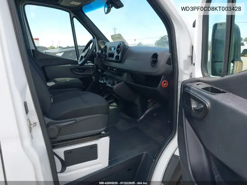 2019 Mercedes-Benz Sprinter 2500 High Roof V6/Standard Roof V6 VIN: WD3PF0CD8KT003428 Lot: 42805220