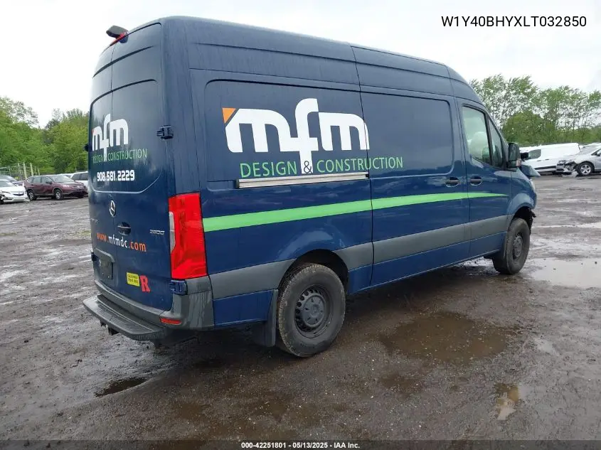 2020 Mercedes-Benz Sprinter 2500 Standard Roof I4 VIN: W1Y40BHYXLT032850 Lot: 42251801