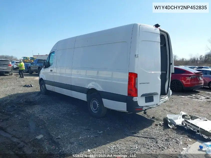 2022 Mercedes-Benz Sprinter 2500 VIN: W1Y4DCHY2NP452835 Lot: 12282218