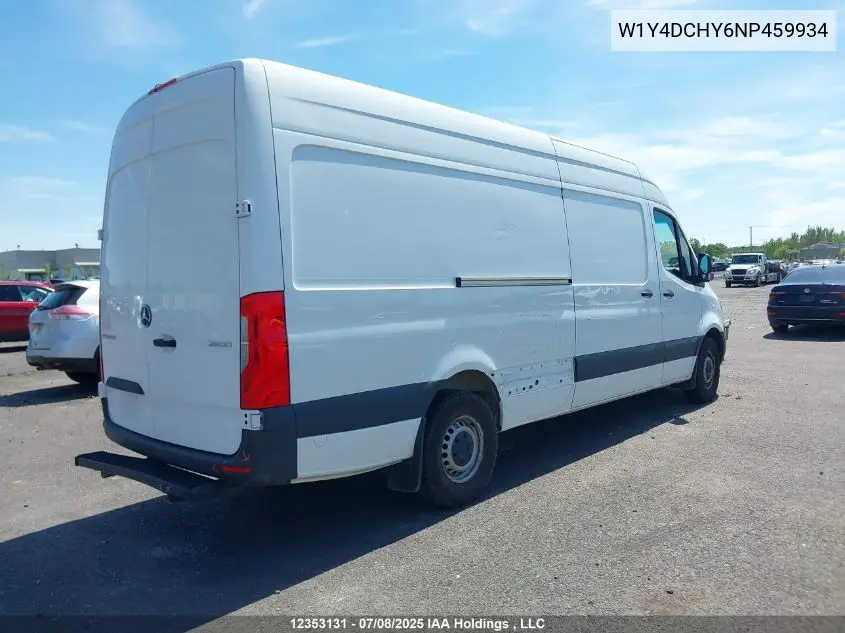 2022 Mercedes-Benz Sprinter 2500 VIN: W1Y4DCHY6NP459934 Lot: 12353131