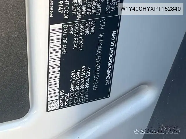 2023 Mercedes-Benz Sprinter 2500 High Roof 4-Cyl Gas VIN: W1Y40CHYXPT152840 Lot: 42821414