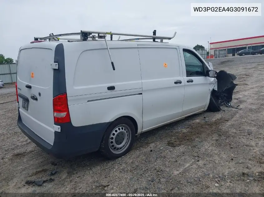 2016 Mercedes-Benz Metris VIN: WD3PG2EA4G3091672 Lot: 42377458