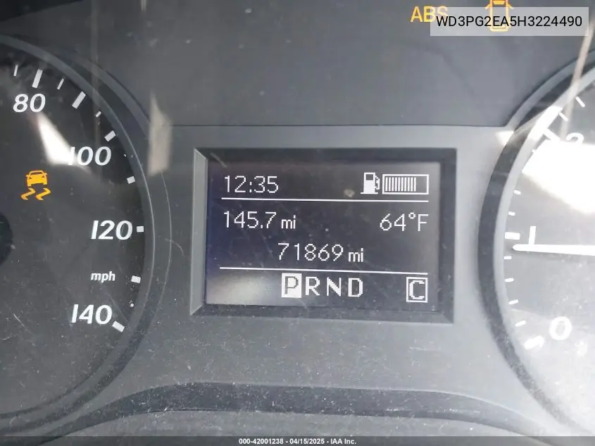2017 Mercedes-Benz Metris VIN: WD3PG2EA5H3224490 Lot: 42001238