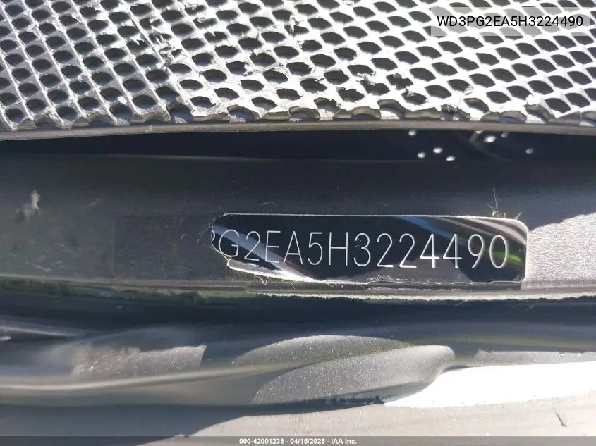 2017 Mercedes-Benz Metris VIN: WD3PG2EA5H3224490 Lot: 42001238