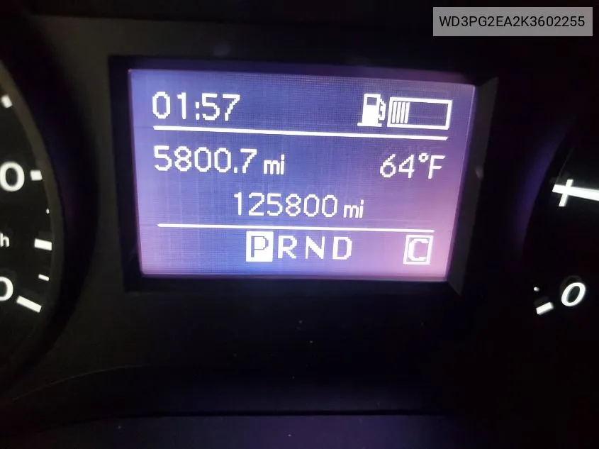2019 Mercedes-Benz Metris VIN: WD3PG2EA2K3602255 Lot: 41087024